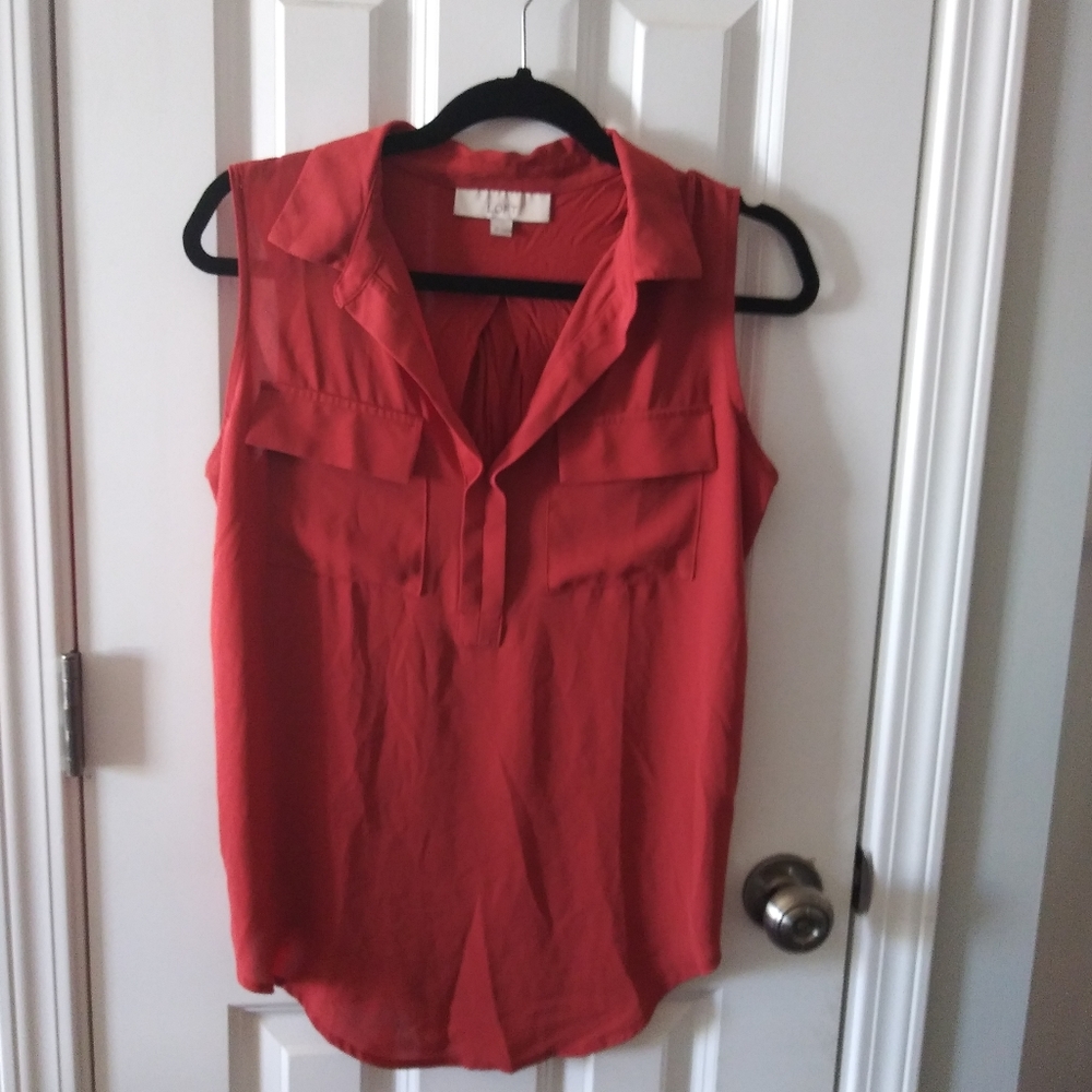 Loft Mixed Media Collar Top